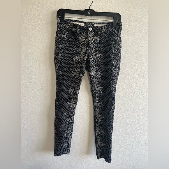 Anthropologie Pilcro and the Letterpress Serif Skinny Floral Corduroy Pants 27 - Picture 1 of 7
